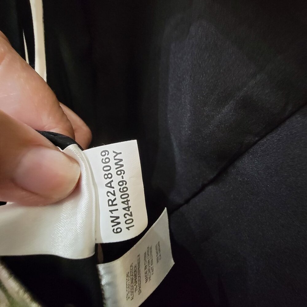 Nine West Black & Ivory Floral Print Dress Asymmetrical Neckline Size 14 - Picture 5 of 5